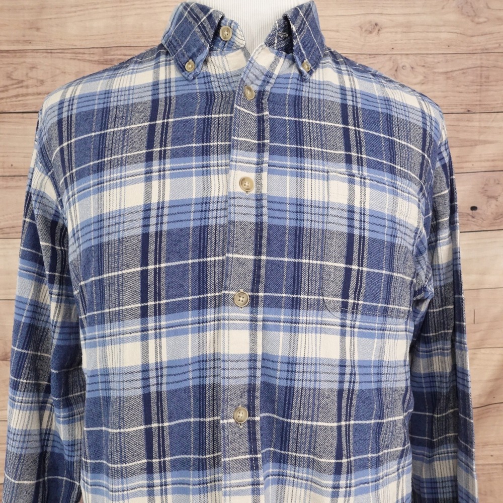 Weatherproof Vintage Flannel Shirt Mens XL Blue Plaid Excellent Button Down